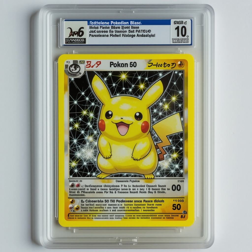 CGC slab of Japanese Pokémon card under ultraviolet light showing authentication details