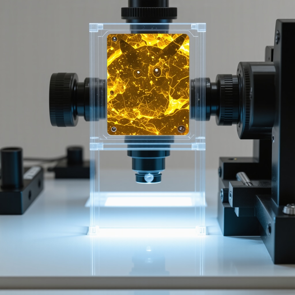 Hyperspectral and 3D microscopy equipment examining a CGC 10 Japanese Base Set Pokémon card slab with detailed holographic surface