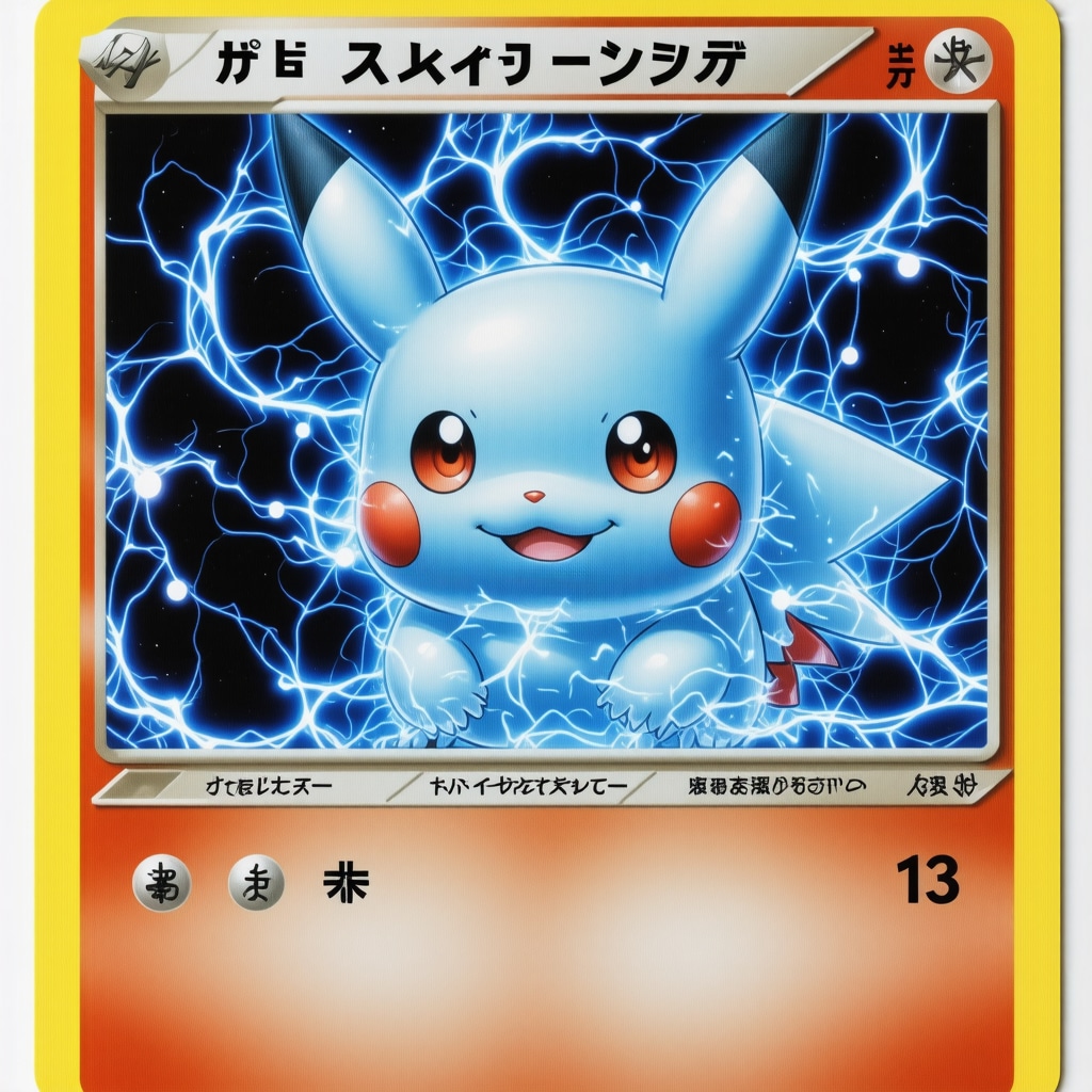 Detailed microtexture and holographic surface analysis of a legendary Japanese Pokémon card using advanced imaging
