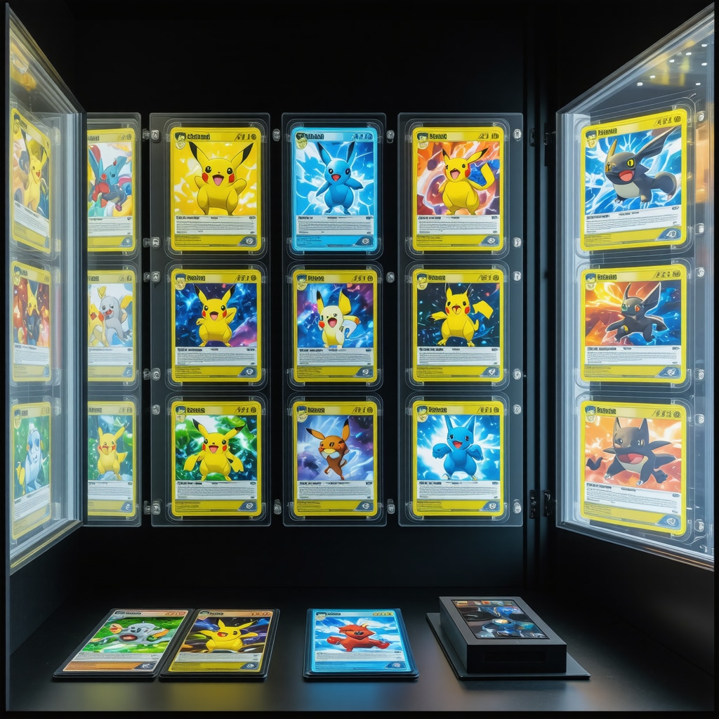 Climate-controlled display with digital authentication tools and blockchain provenance for CGC 10 Japanese Pokémon cards