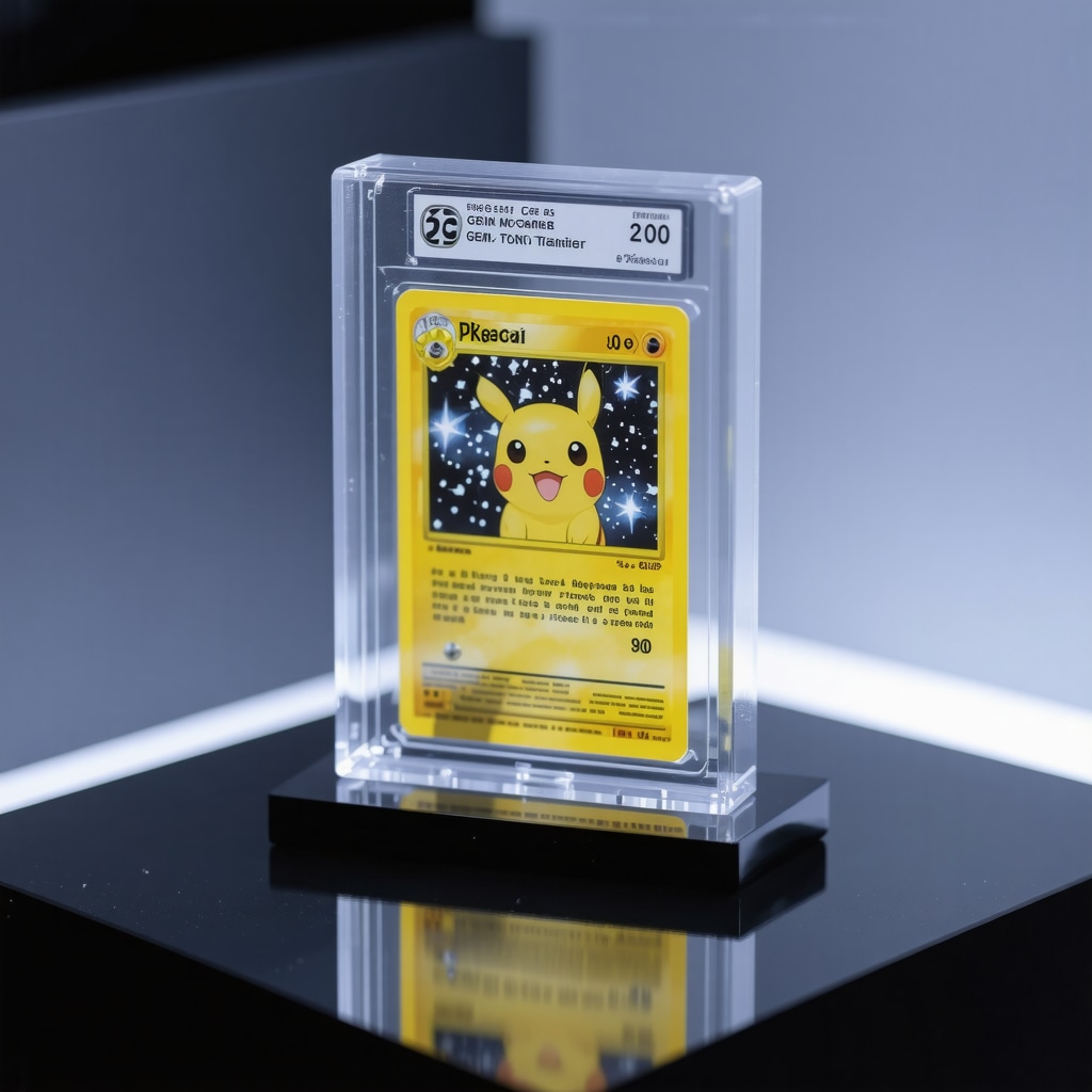CGC Gem Mint 10 Japanese Trainer Pokémon card displayed in a high-tech climate-controlled case with digital authentication overlays