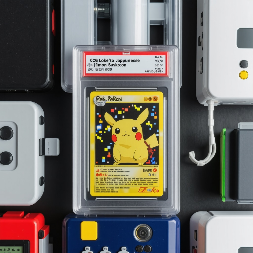 CGC 10 graded Japanese Pokémon promo card in UV-filtering acrylic case with archival storage setup