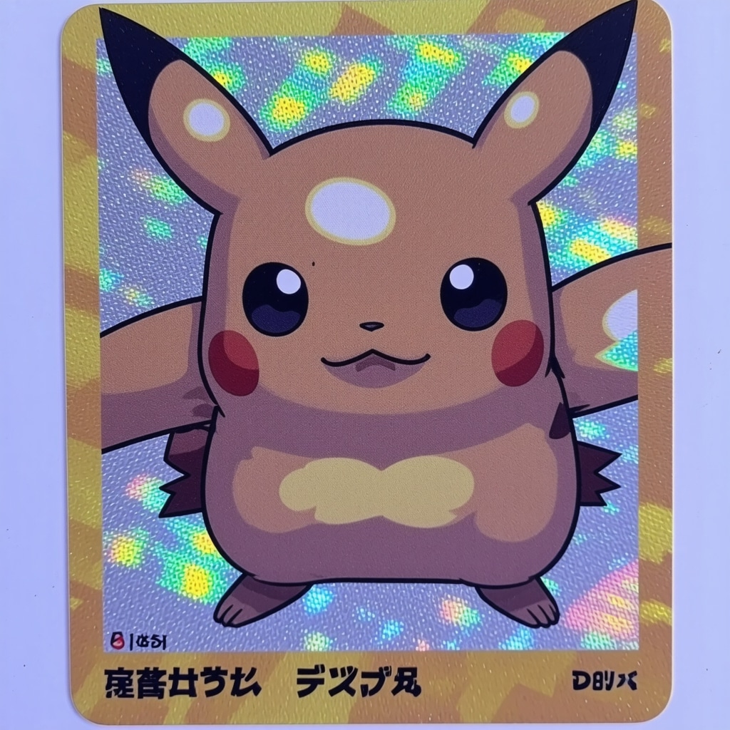 Close-up spectral imaging of holographic Japanese Pokémon card surface