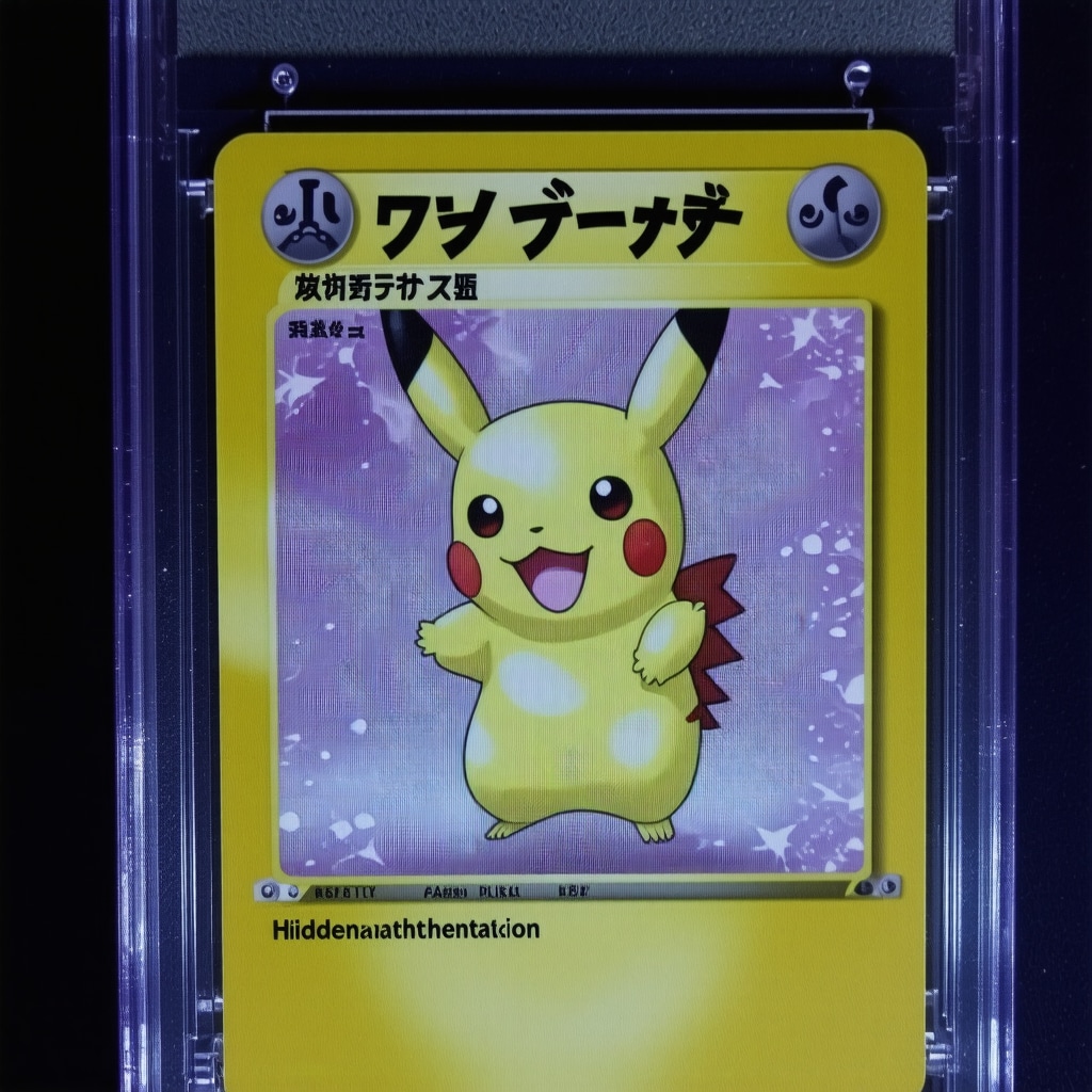 Ultraviolet light revealing hidden markers on a CGC 10 Japanese Base Set Pokémon card