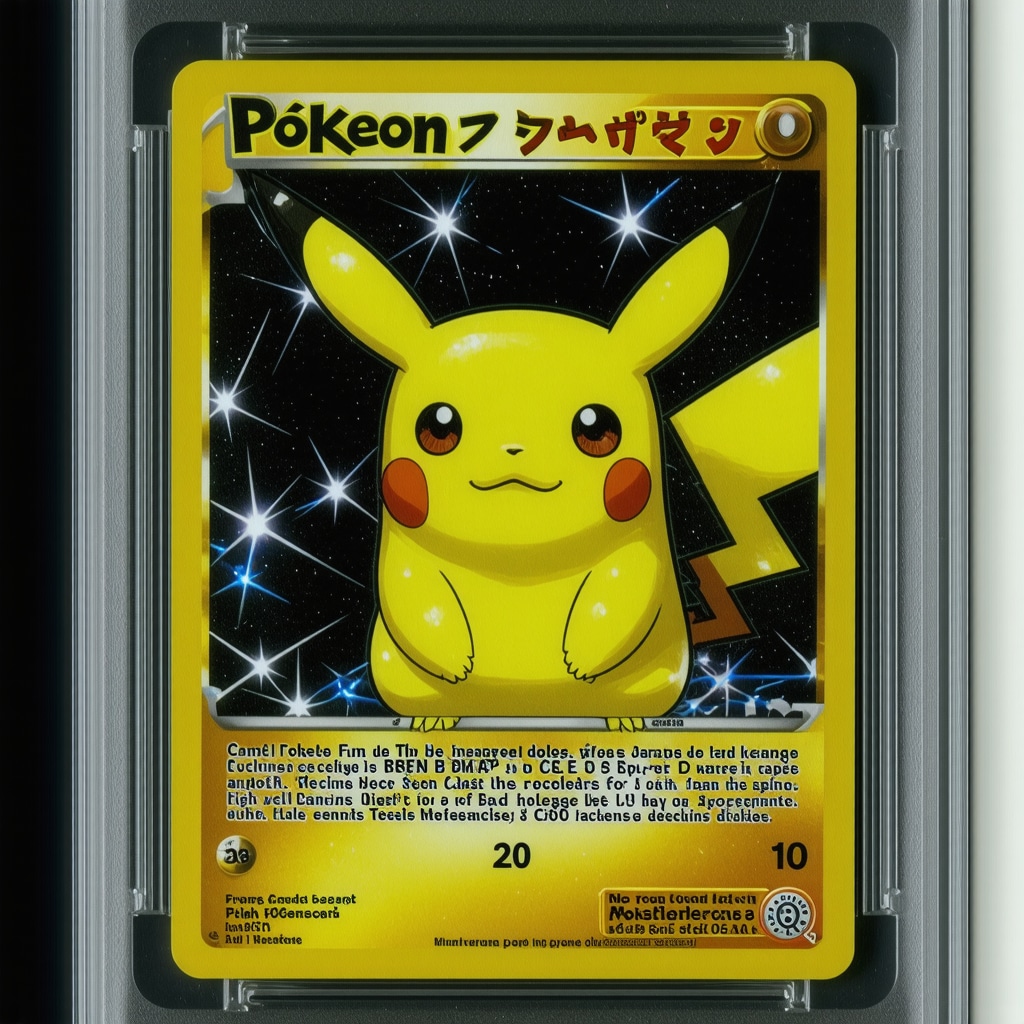 Close-up of a CGC 10 graded Japanese Pokémon promo card showing holographic and print details under UV and microscope for authentication purposes