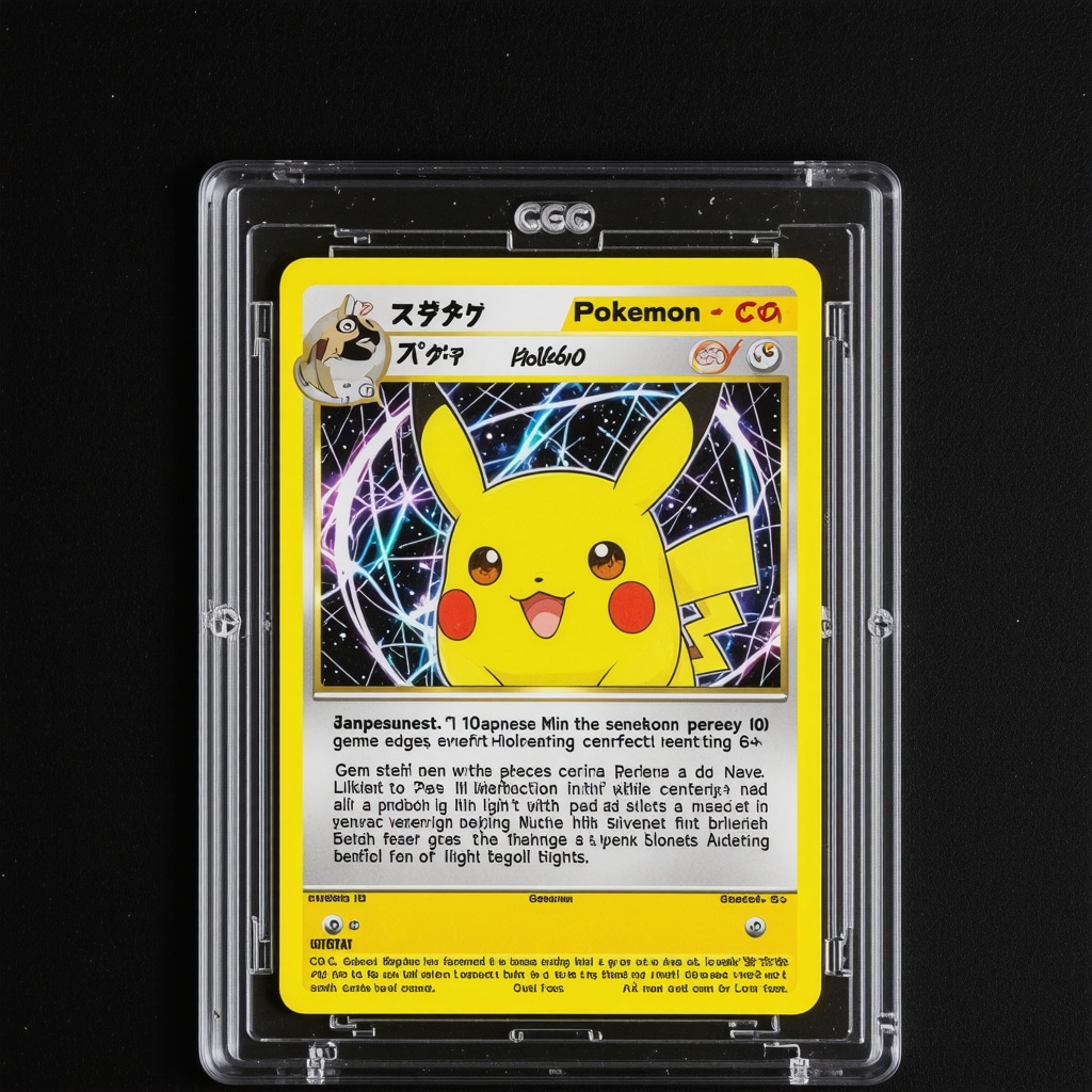 Close-up of a CGC Gem Mint 10 Japanese Pokémon card showing flawless surface and holofoil