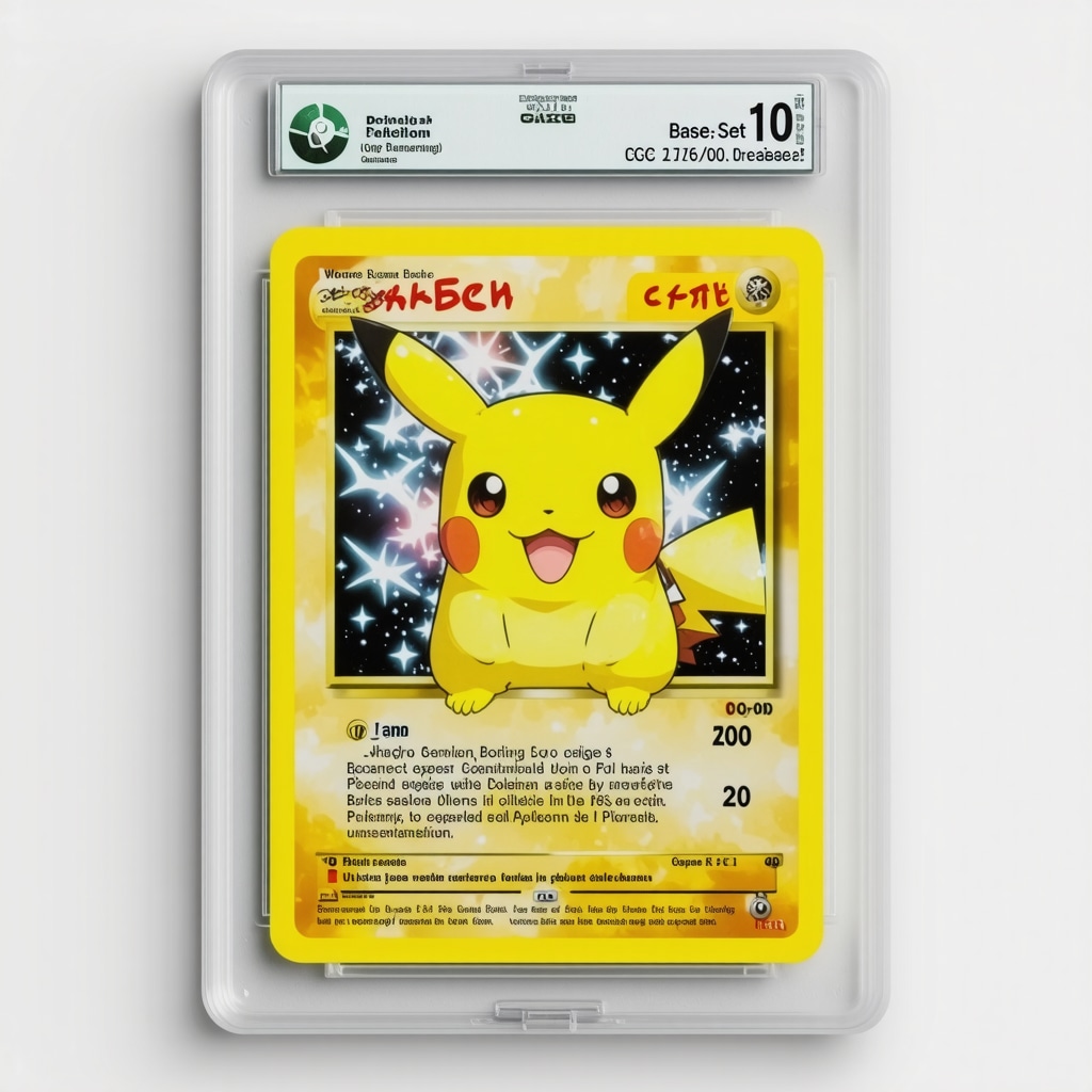 Macro photograph of a CGC 10 graded Japanese Base Set Pokémon card emphasizing edges, centering, and gloss