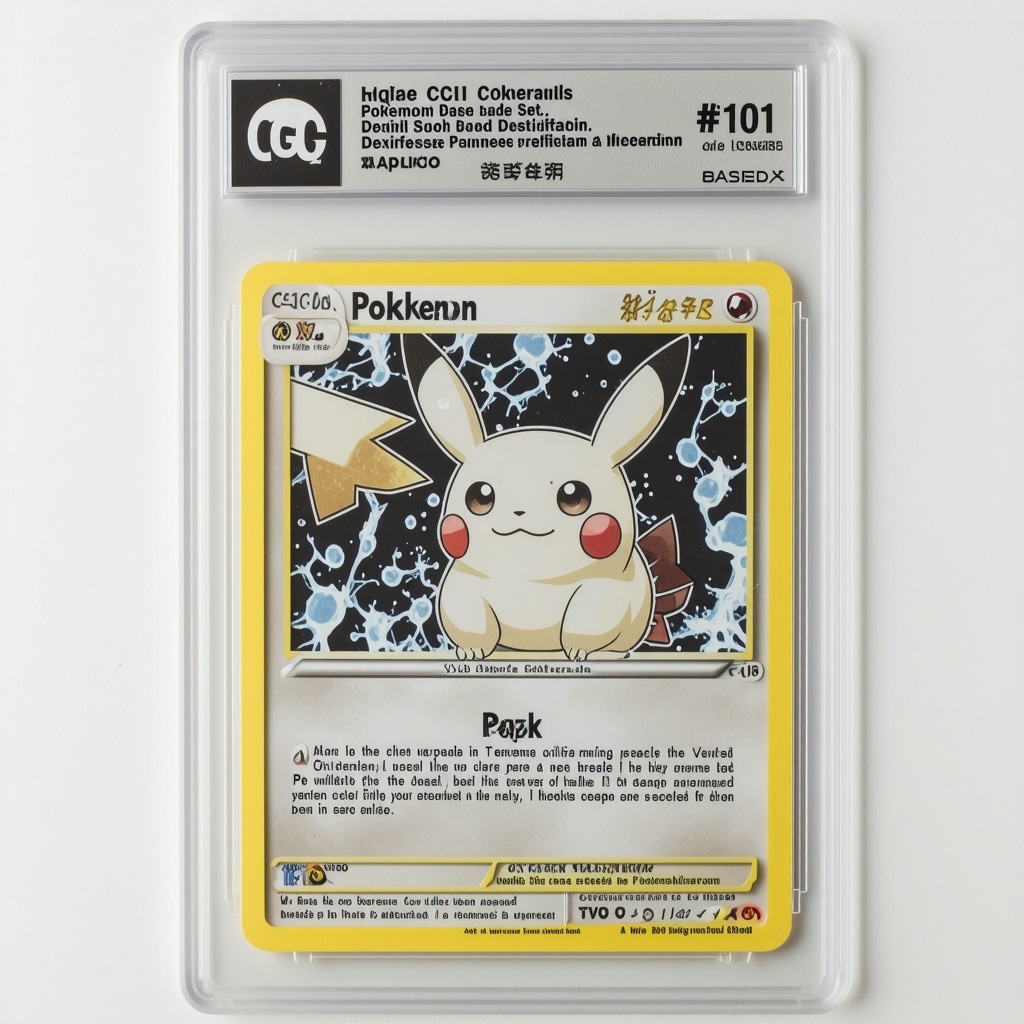 Detailed close-up image of CGC 10 Japanese Base Set Pokémon card highlighting holofoil and grading label for authentication