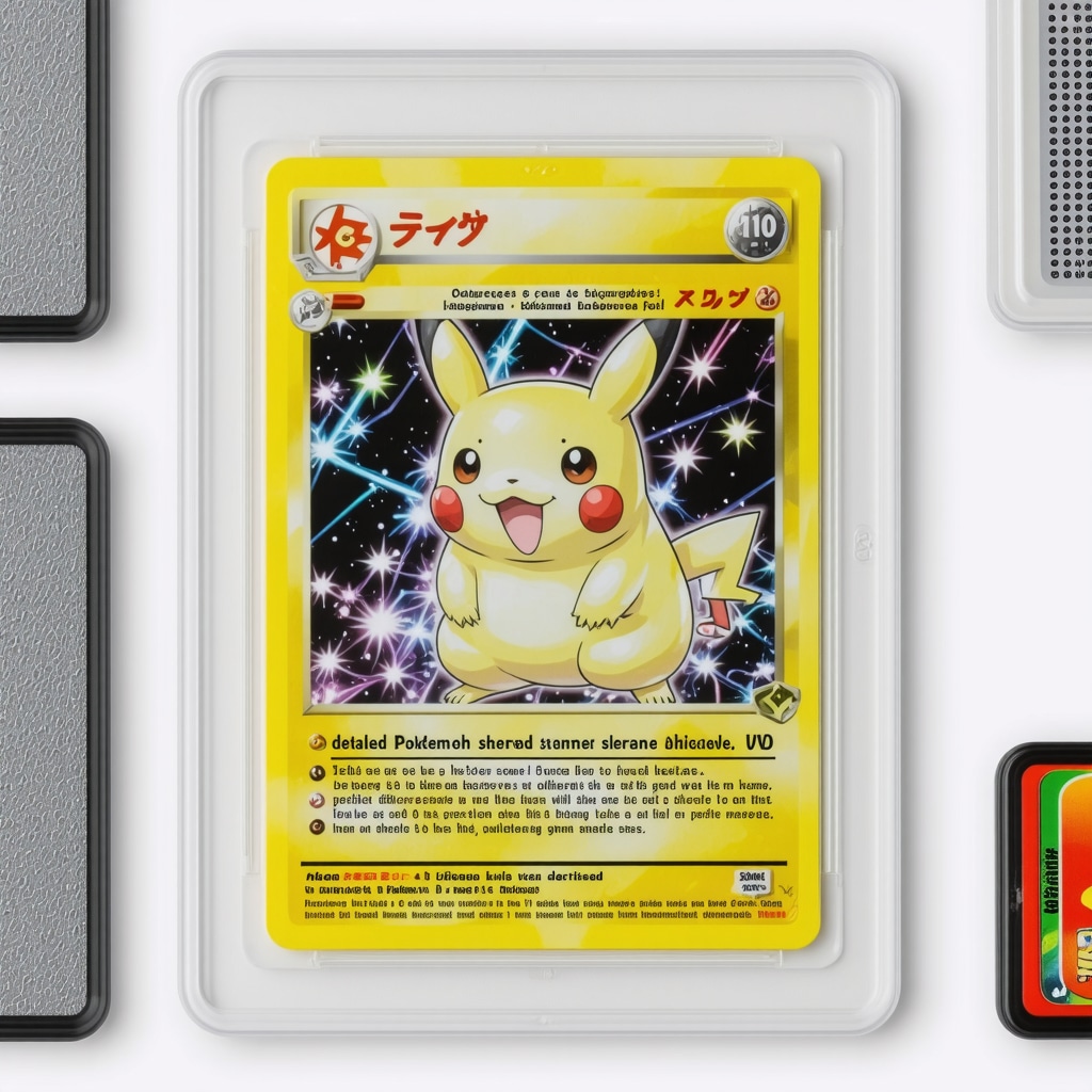 Detailed CGC 10 Japanese Pokémon card with visible subgrade scores and archival preservation items