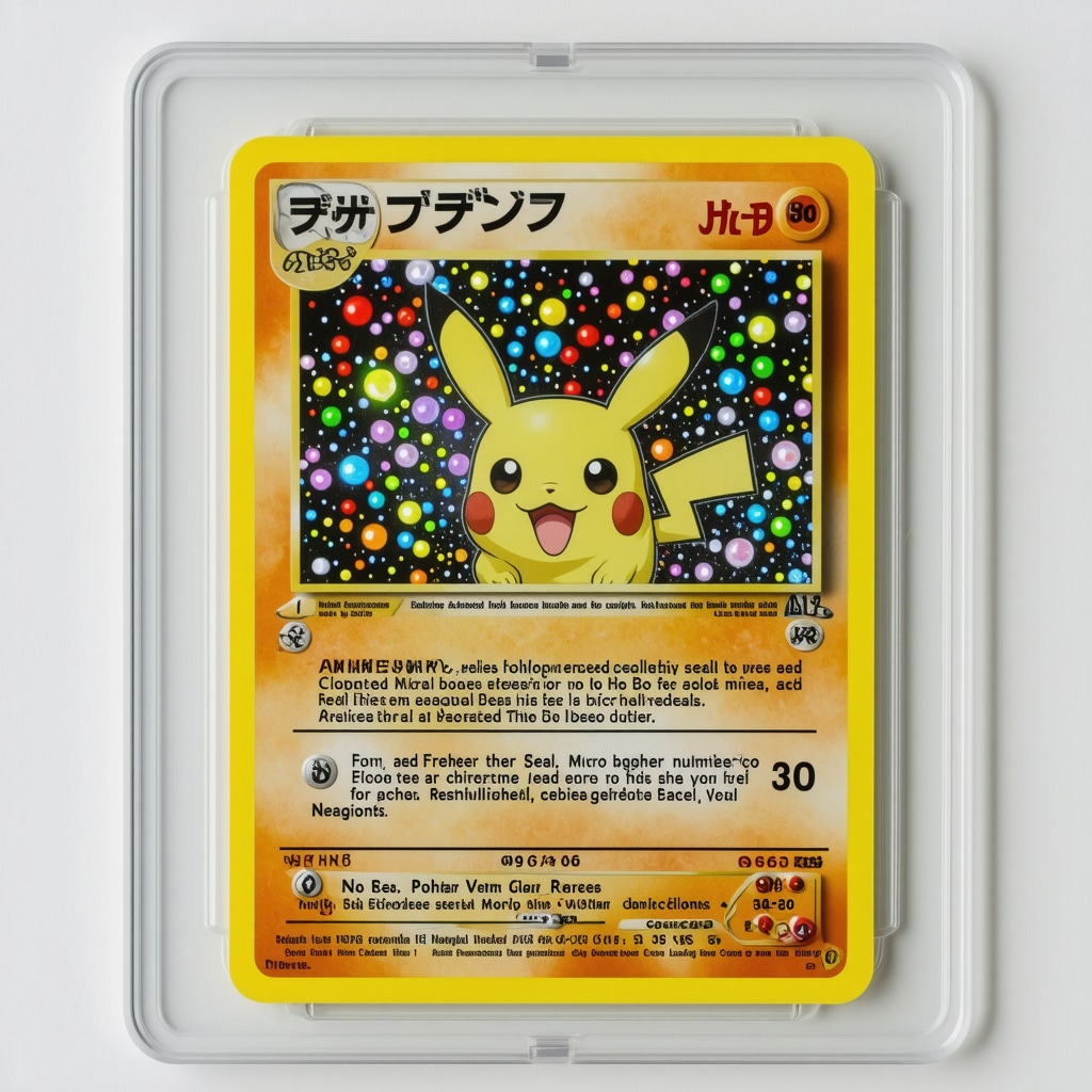 Magnified view of CGC slab showing holographic seal and micro-etched serial numbers for Japanese Pokémon card authentication
