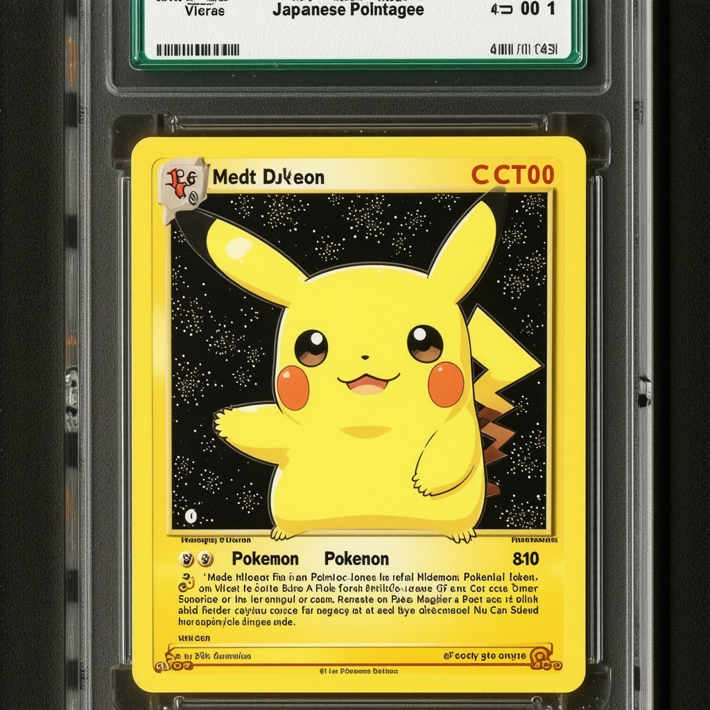 Close-up image showing holofoil and micro-print details on a CGC 10 Japanese vintage Pokémon card for authentication purposes