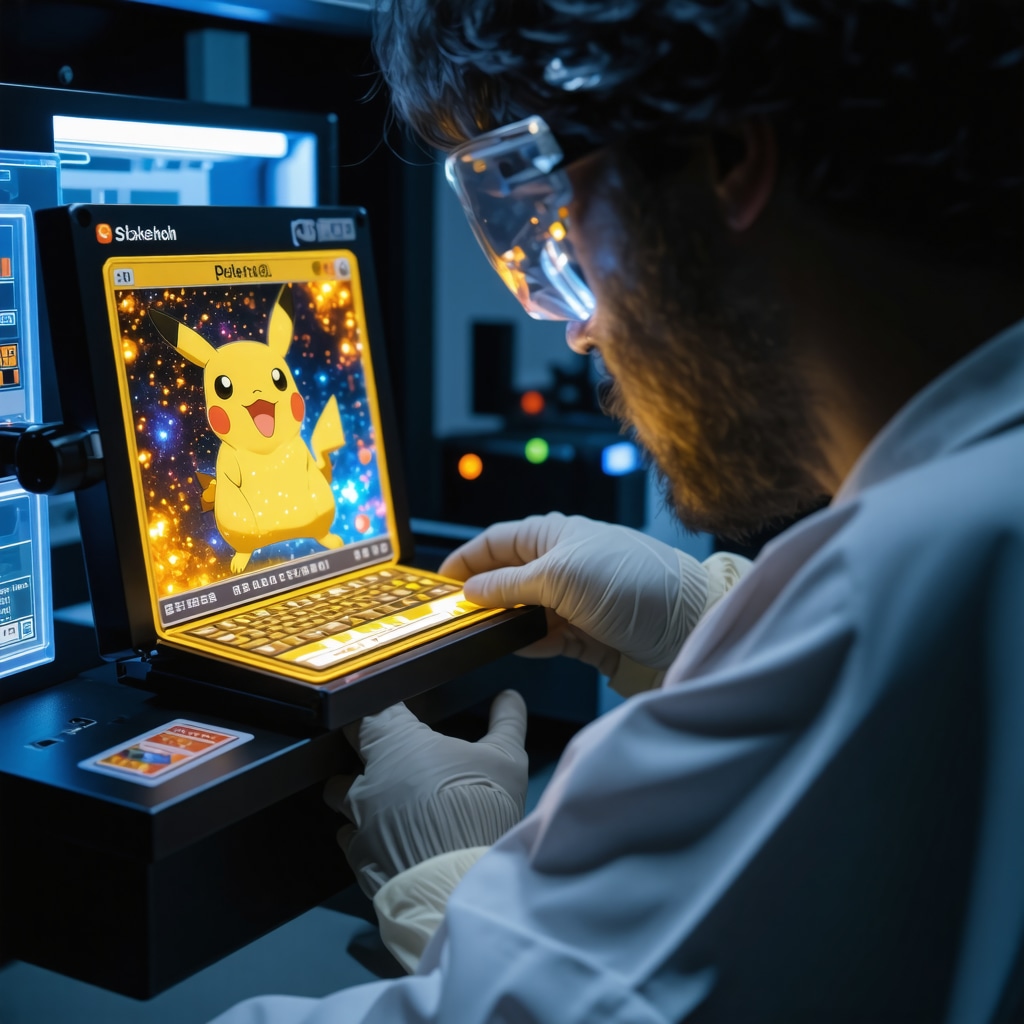 Spectral imaging and UV light forensic authentication of CGC 10 Japanese Pokémon card in laboratory