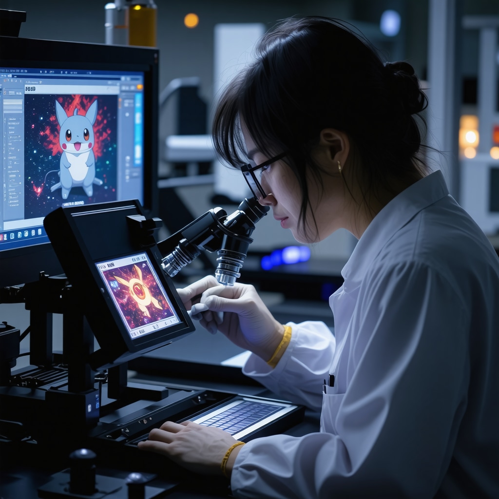 Collector using digital microscopy and spectral analysis to authenticate a CGC 10 Japanese promo Pokémon card