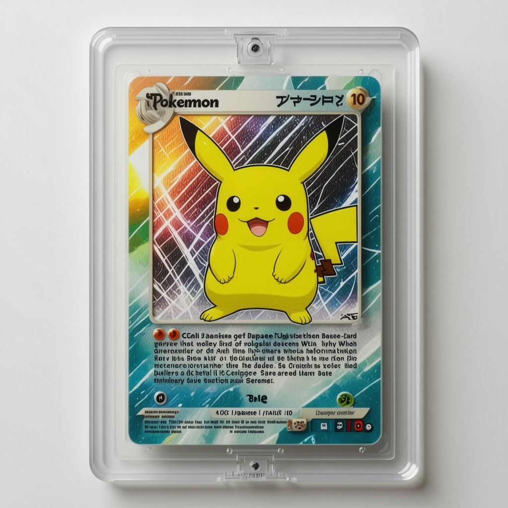 Close-up UV light image showing holographic and microscopic details of a CGC 10 Japanese Base Set Pokémon card for advanced authentication
