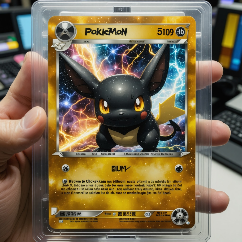 Authentication lab with AI and blockchain technology analyzing CGC 10 graded Japanese Pokémon card