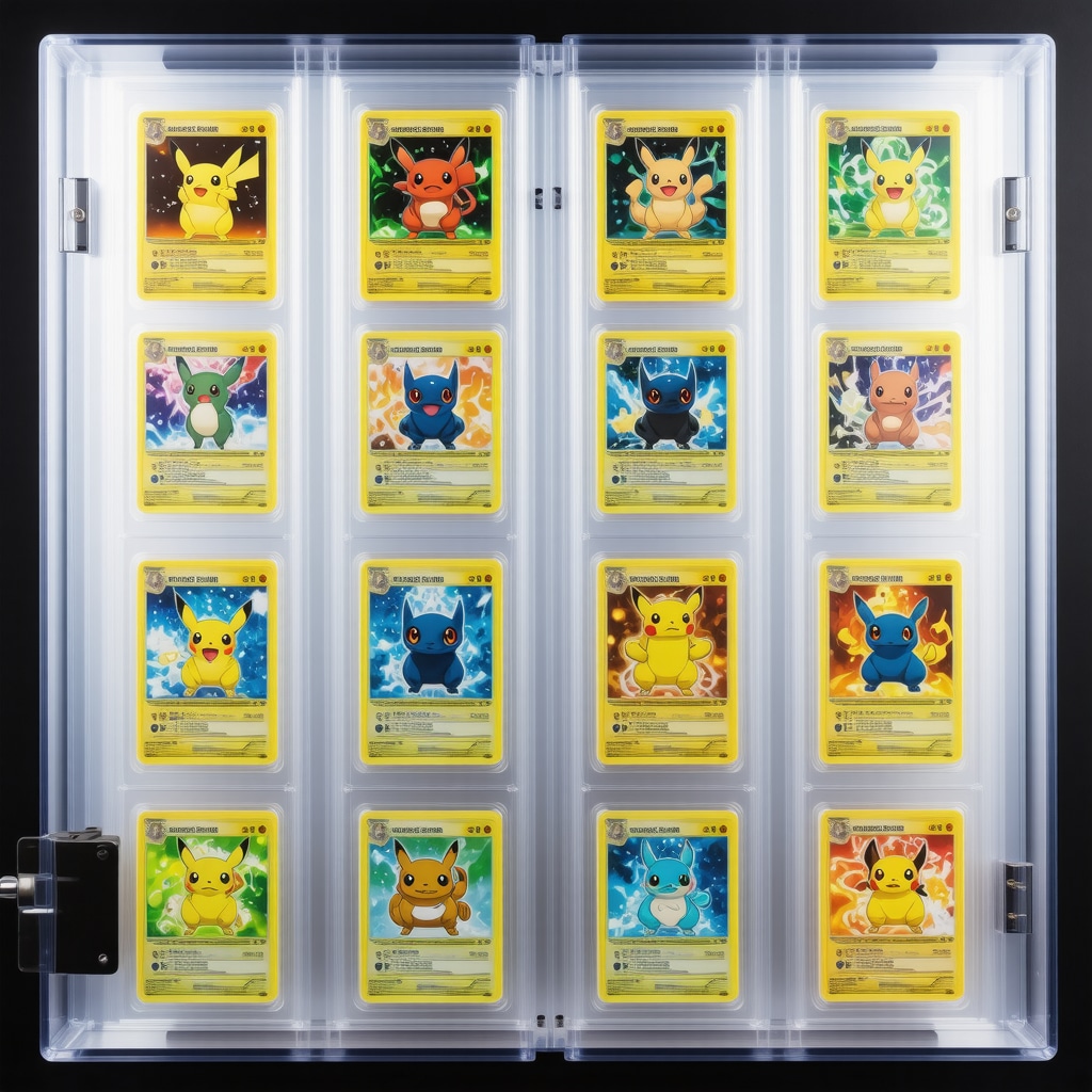 CGC Pristine 10 Japanese Pokémon cards displayed in a climate-controlled, UV-protected case with monitoring sensors