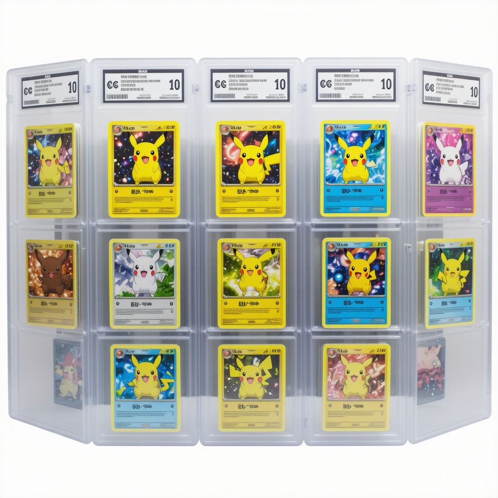 CGC 10 Japanese Pokémon cards displayed in advanced sealed case with blockchain data overlays