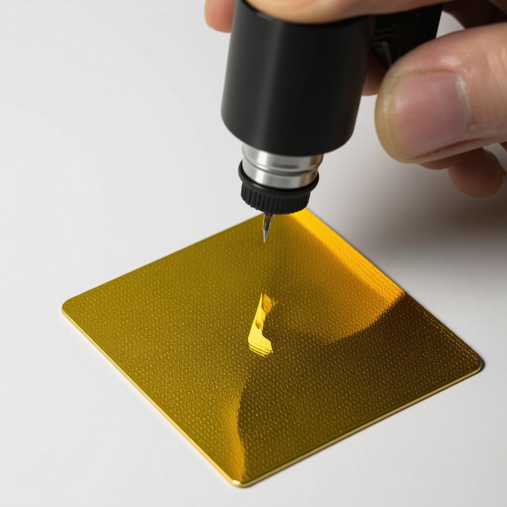 Spectrophotometer measuring foil reflectivity on Japanese gold Pokémon card