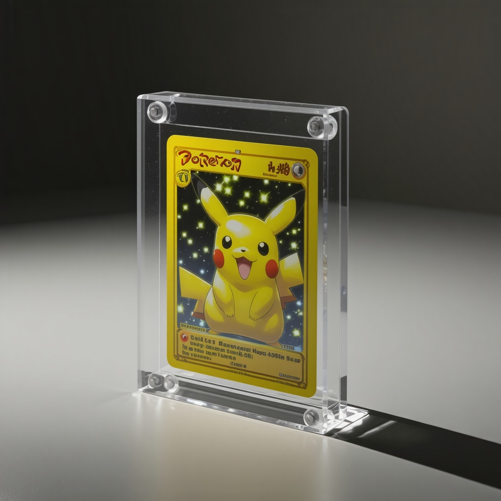 UV-protected acrylic display case containing a CGC 10 graded Japanese vintage holo rare Pokémon card