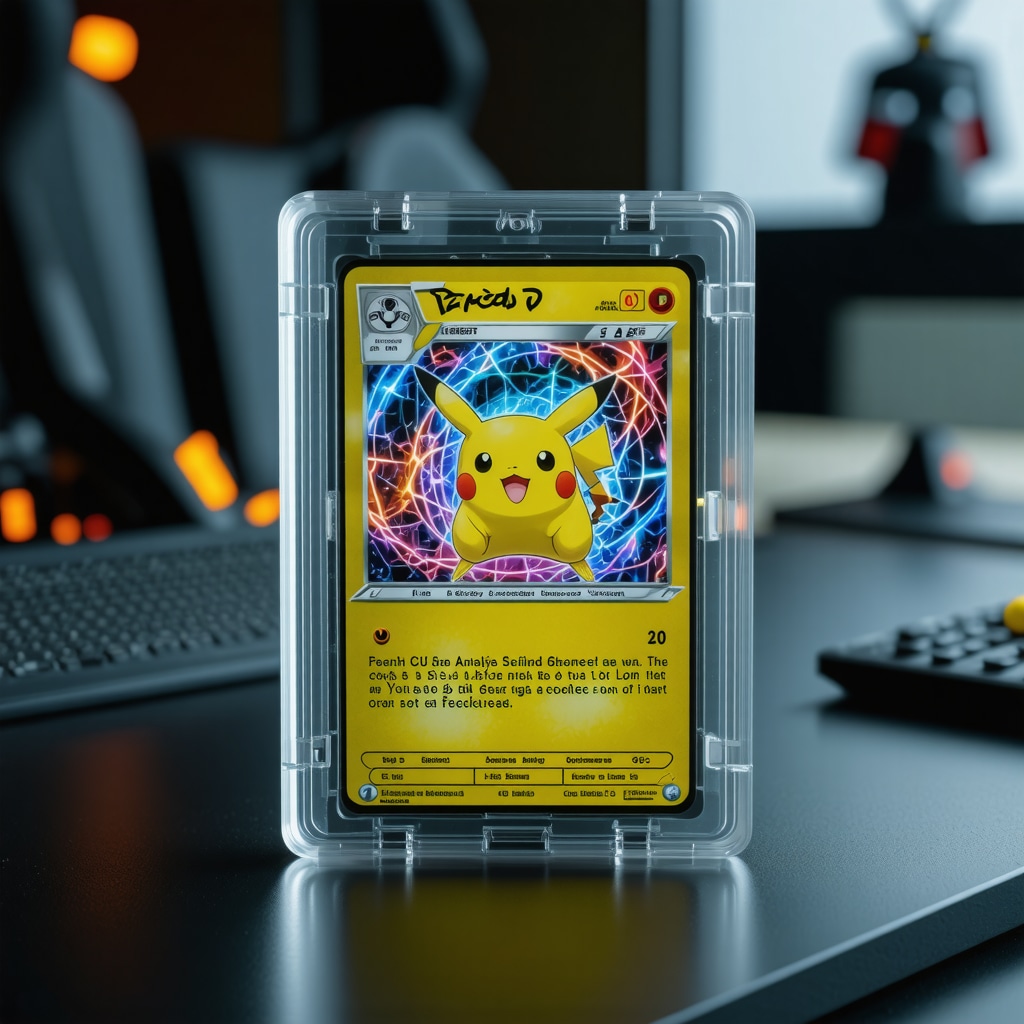 Digital interface showing AI analysis and blockchain provenance tracking on a CGC 10 Japanese Base Set Pokémon card