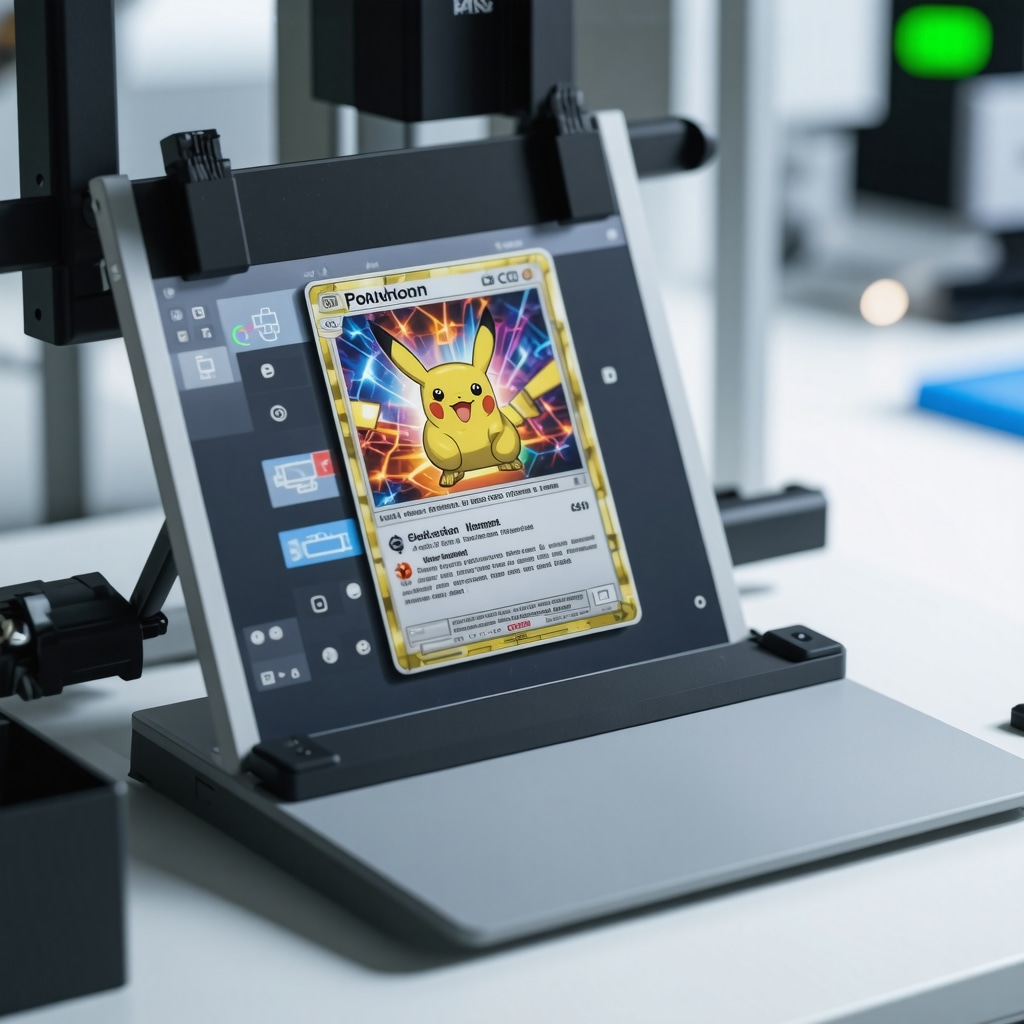 Laboratory with high-tech devices authenticating a CGC 10 Japanese promo Pokémon card