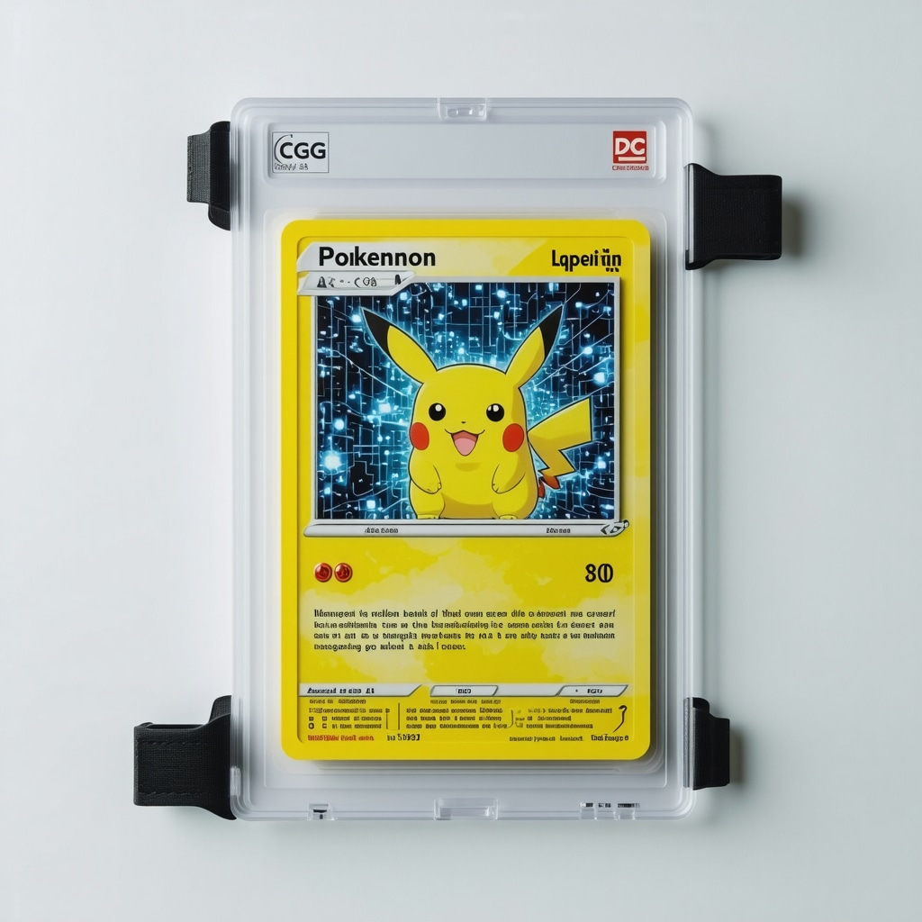 CGC graded Japanese Pokémon card with AI and blockchain verification graphics
