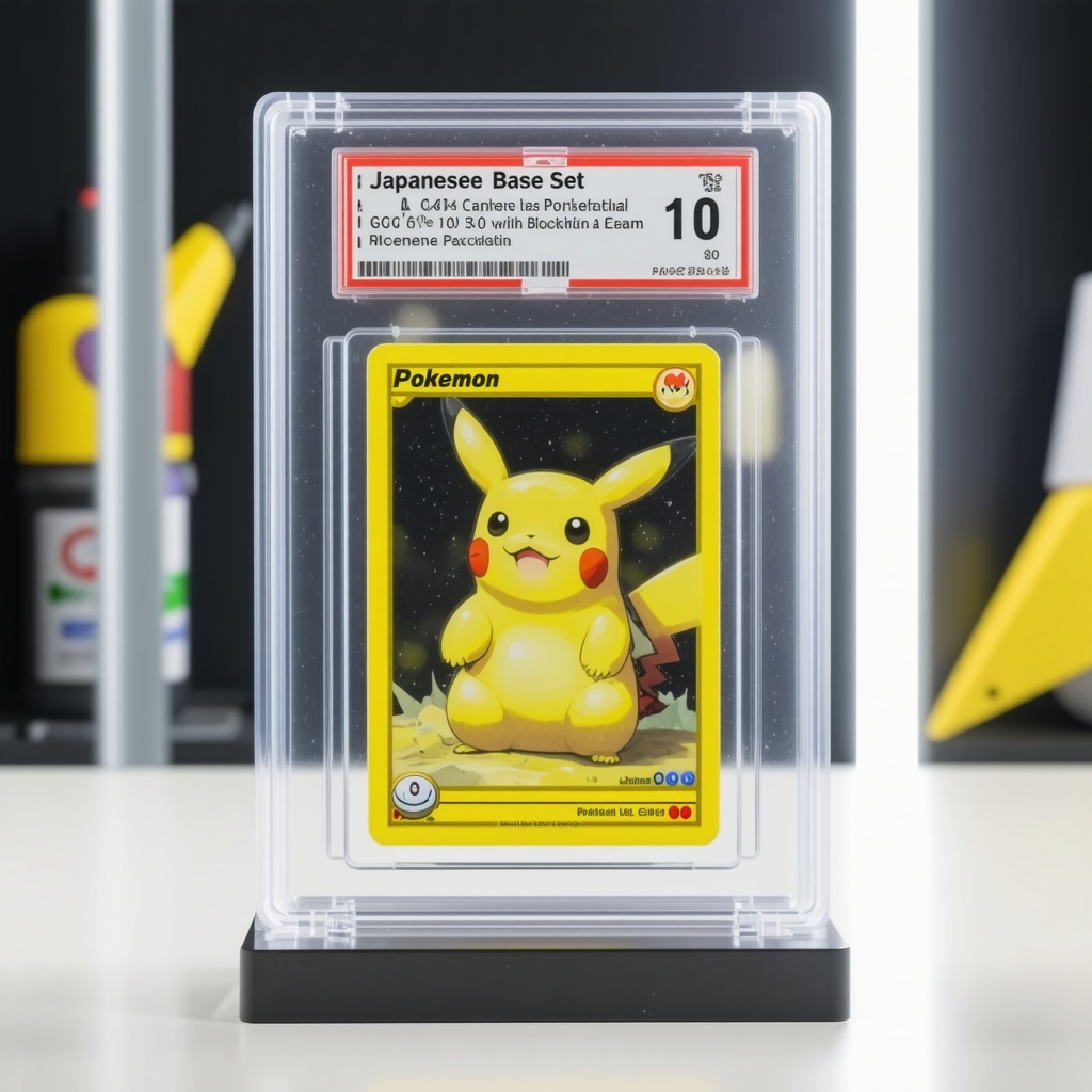 High-tech preservation and blockchain authentication setup for CGC 10 Japanese Base Set Pokémon card