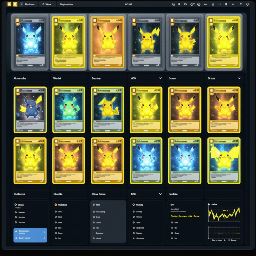 Digital interface showing blockchain provenance and AI market analysis for CGC 10 Japanese Pokémon cards