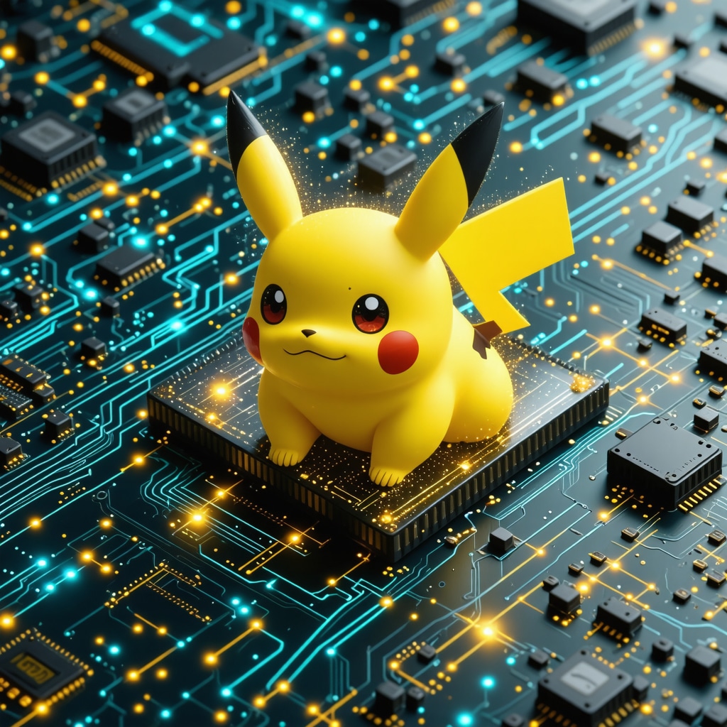 Digital ledger and AI scanning a CGC 10 Japanese Base Set Pikachu card representing advanced authentication technologies