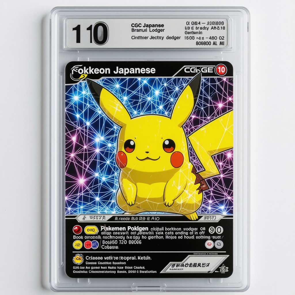 CGC 10 Japanese Base Set Pokémon card featuring digital blockchain and AI verification graphics