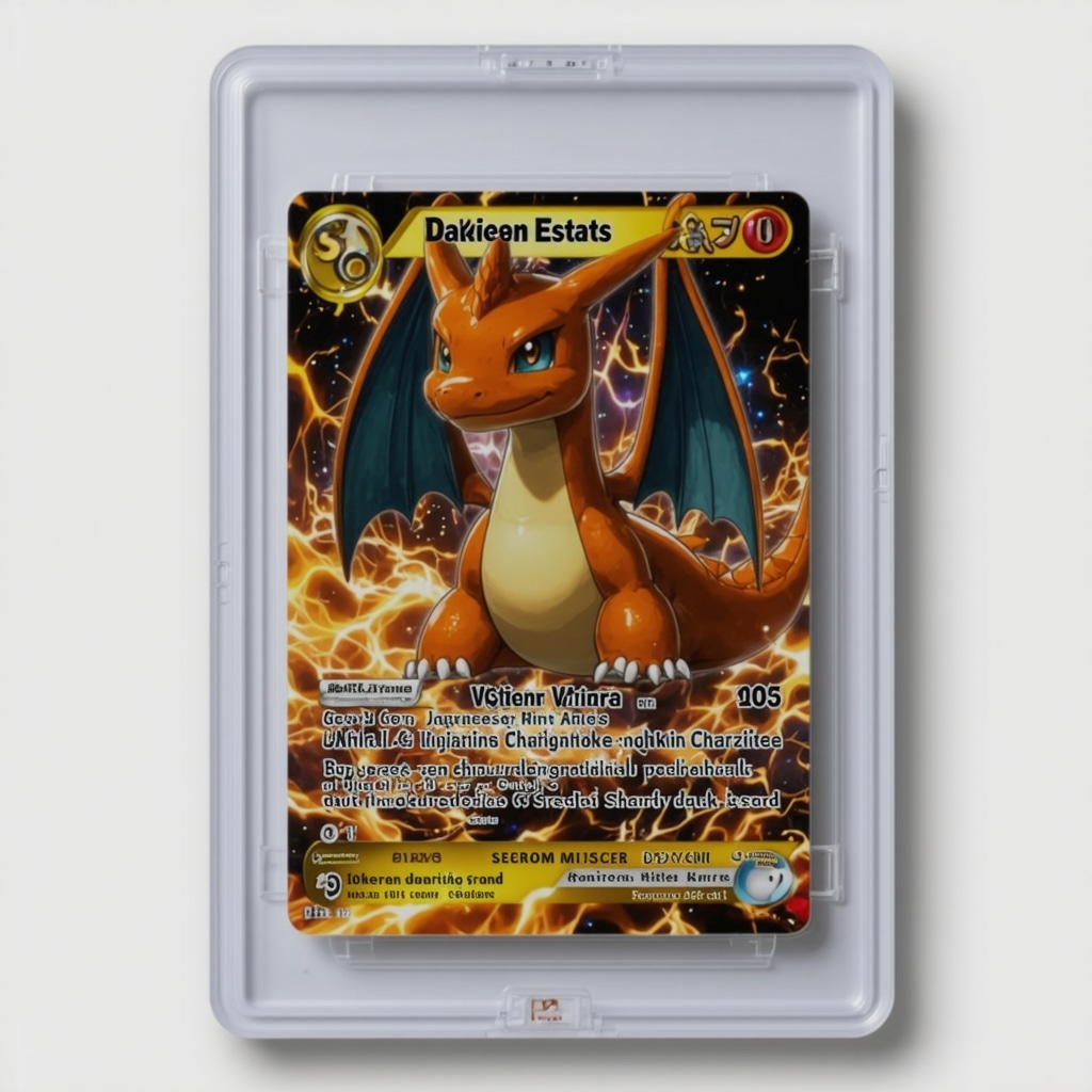 Close-up of CGC Gem Mint 10 Japanese VSTAR Universe Charizard card in protective case showing holographic details