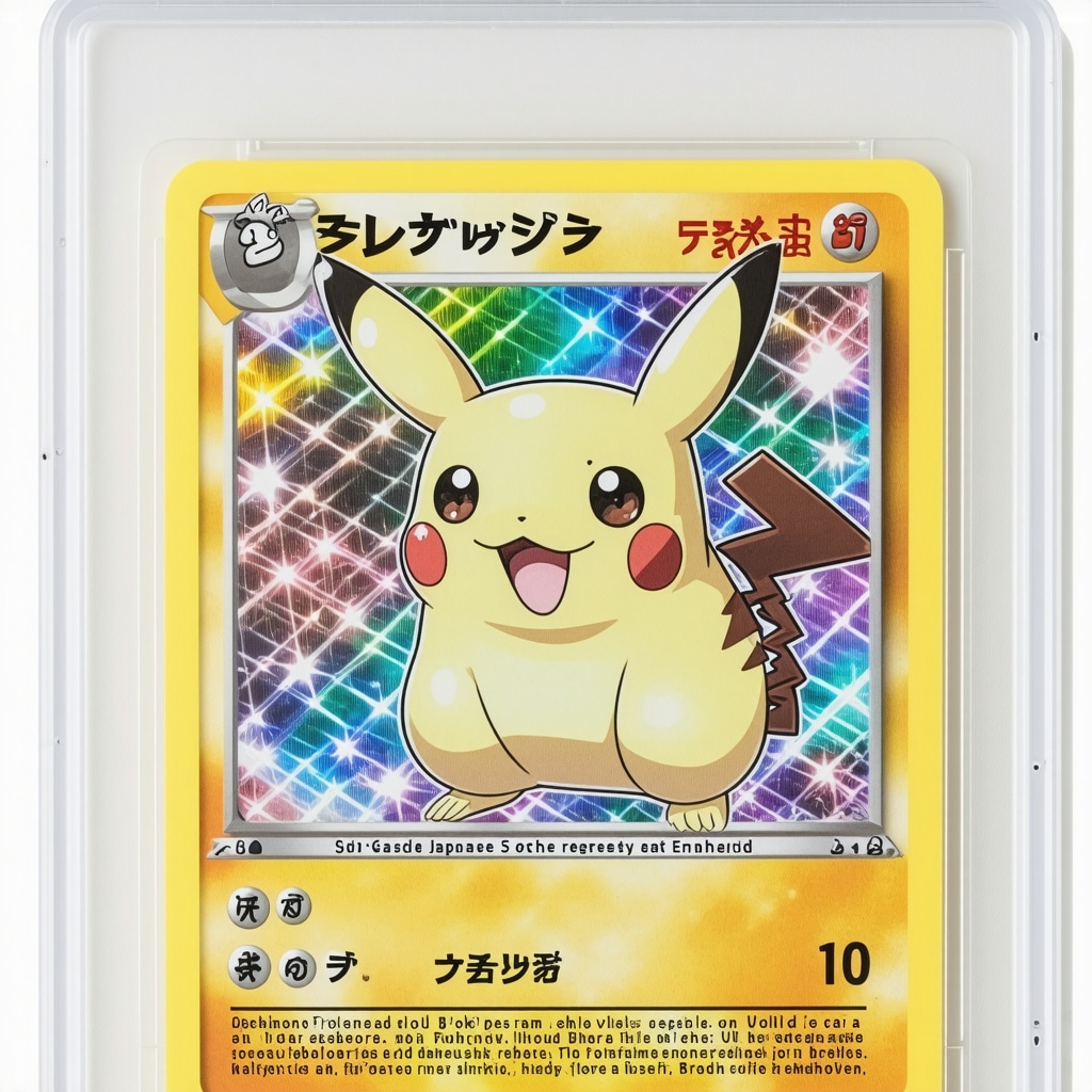 Close-up image of a CGC graded Japanese Pokemon holo card highlighting subgrade scores and foil embossing details