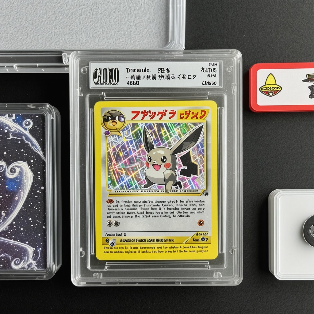 Detailed view of a CGC 10 graded Japanese vintage Pokémon holo card showcasing holofoil patterns and preservation technology