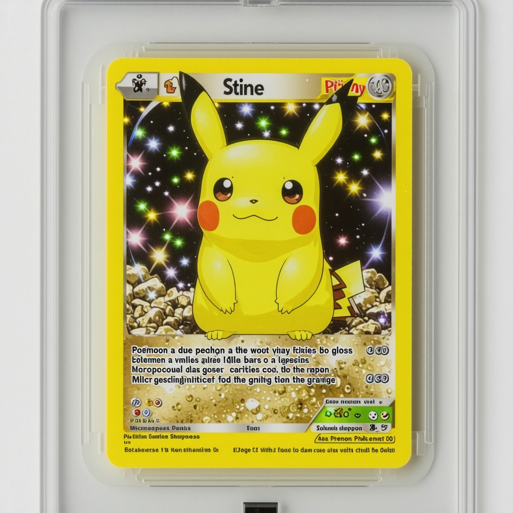 Magnified view of a CGC Pristine 10 Japanese promo Pokémon card emphasizing edge sharpness and surface gloss under angled lighting.