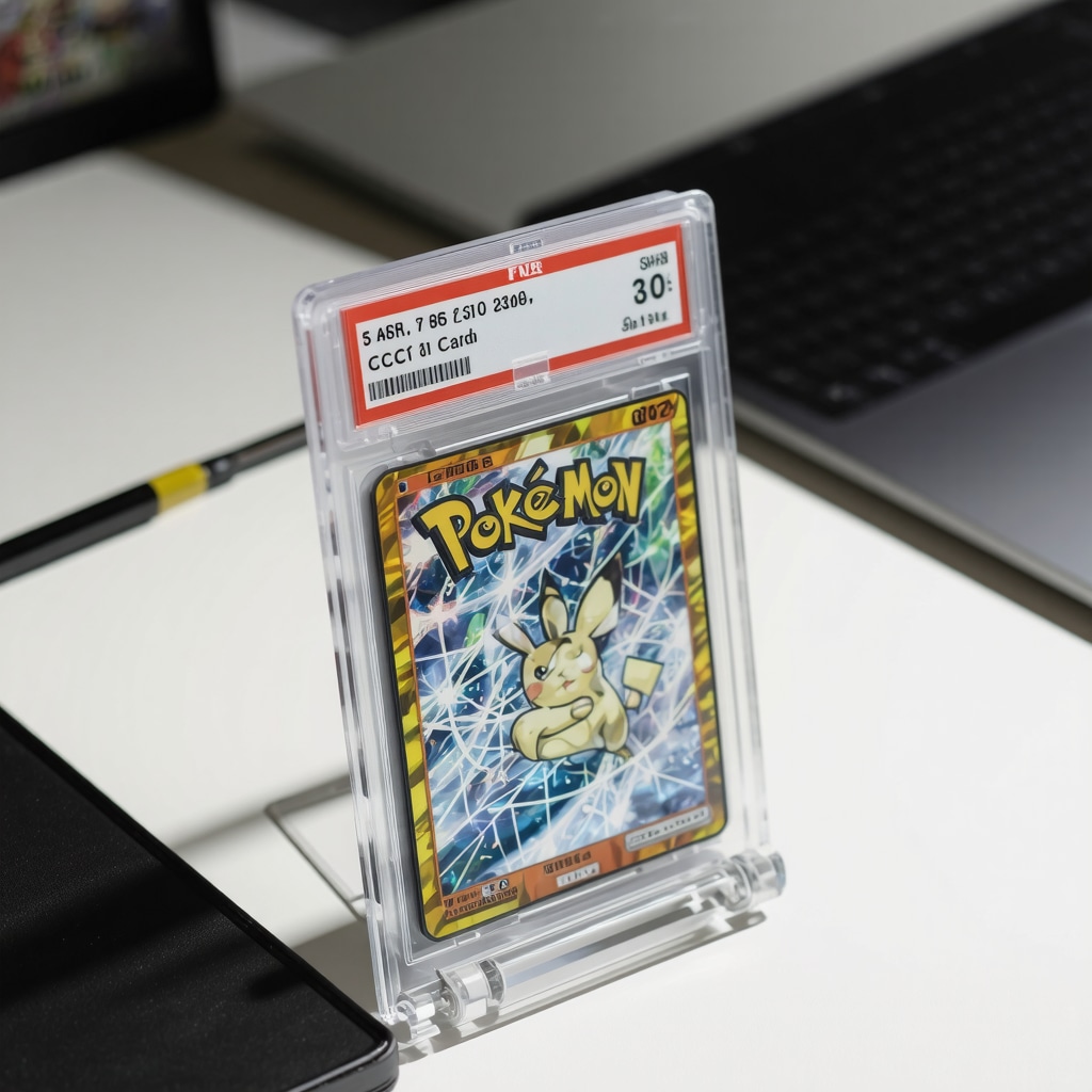 Detailed close-up of CGC 10 graded Japanese vintage holo Pokémon card showing flawless surface and holographic artwork with grading tools in the background