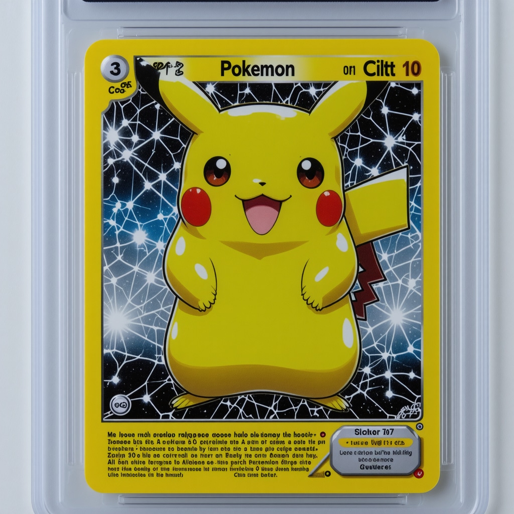 Close-up image showing detailed foil and print patterns on a CGC 10 Japanese vintage holo rare Pokémon card under UV light