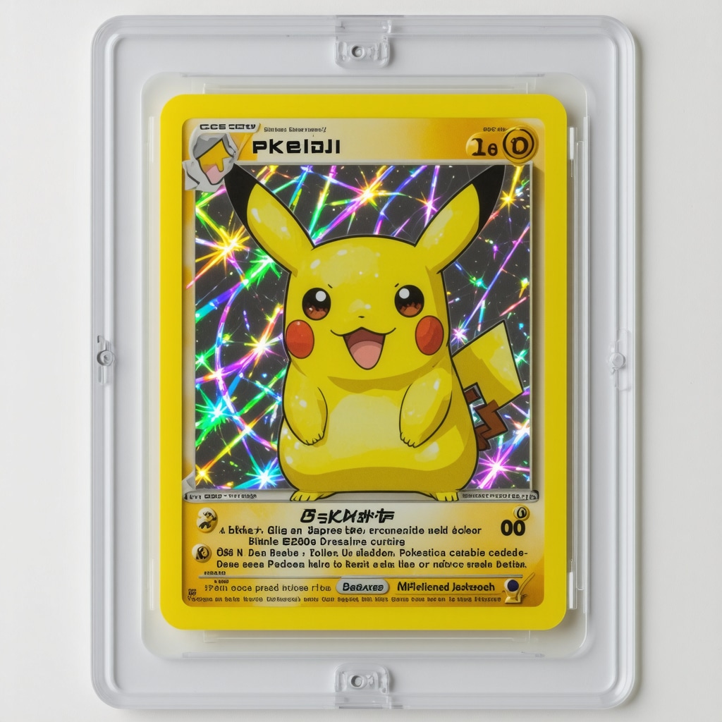 Close-up image showing intricate holofoil patterns and spectral light effects on a CGC 10 Japanese vintage Pokémon card