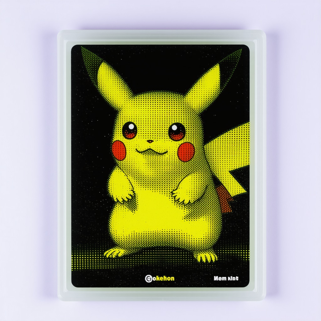 Close-up of CGC Gem Mint 10 Japanese Pokémon promo card showing UV fluorescence and microscopic print dots