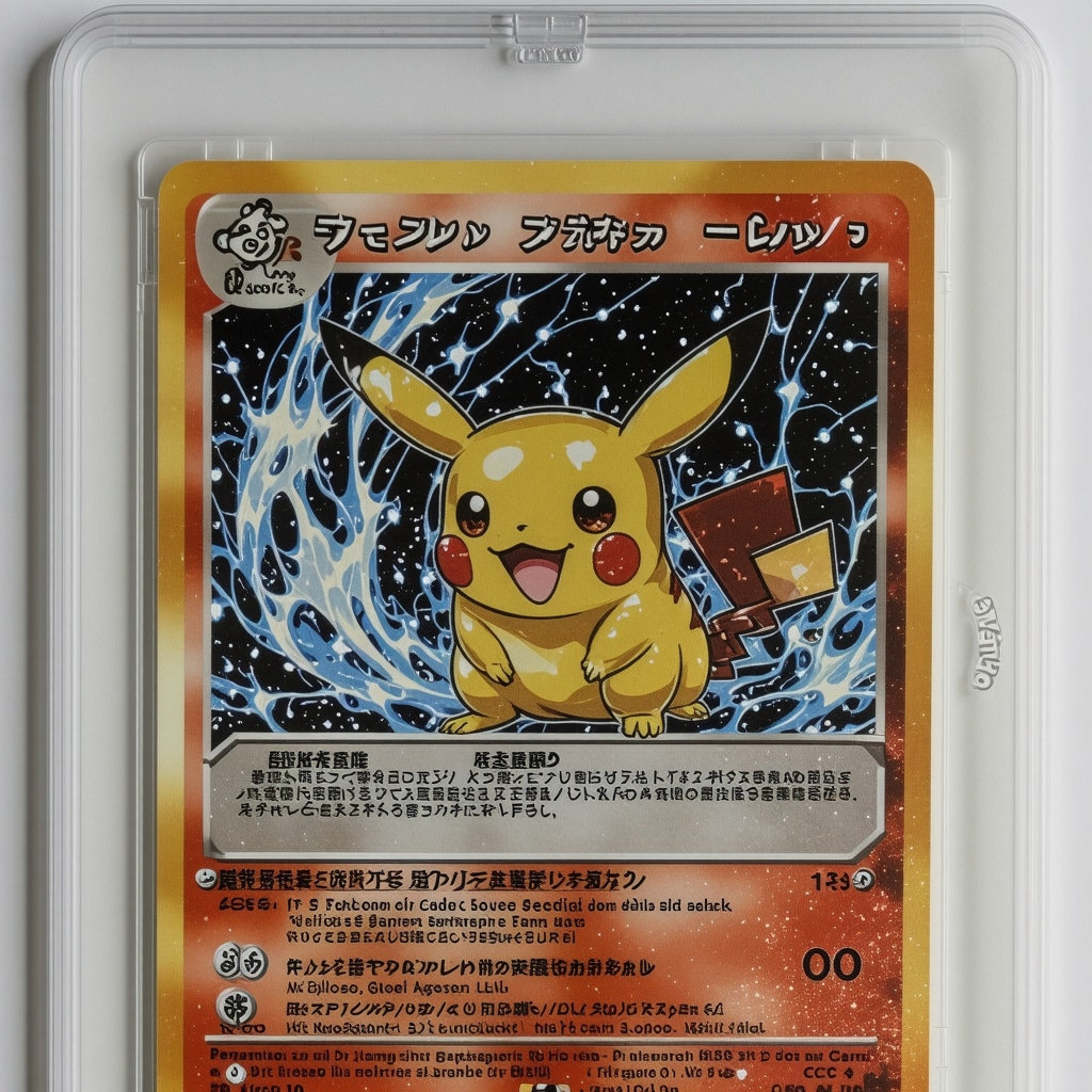 Close-up image of a CGC 10 graded Japanese Pokémon promo card highlighting holographic foil and printing details