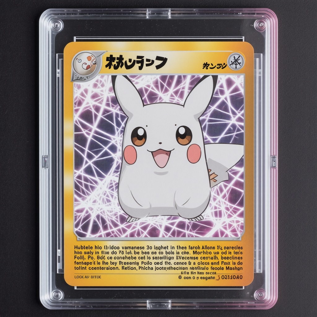 Macro shot of CGC 10 Japanese Pokémon card emphasizing holo foil and centering details with annotations