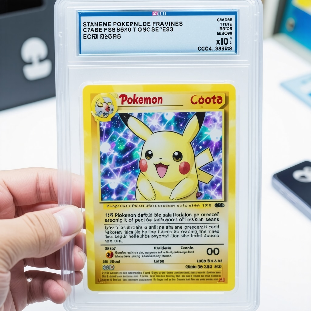 CGC 10 Japanese Pokémon promo card close-up under UV light with collector background