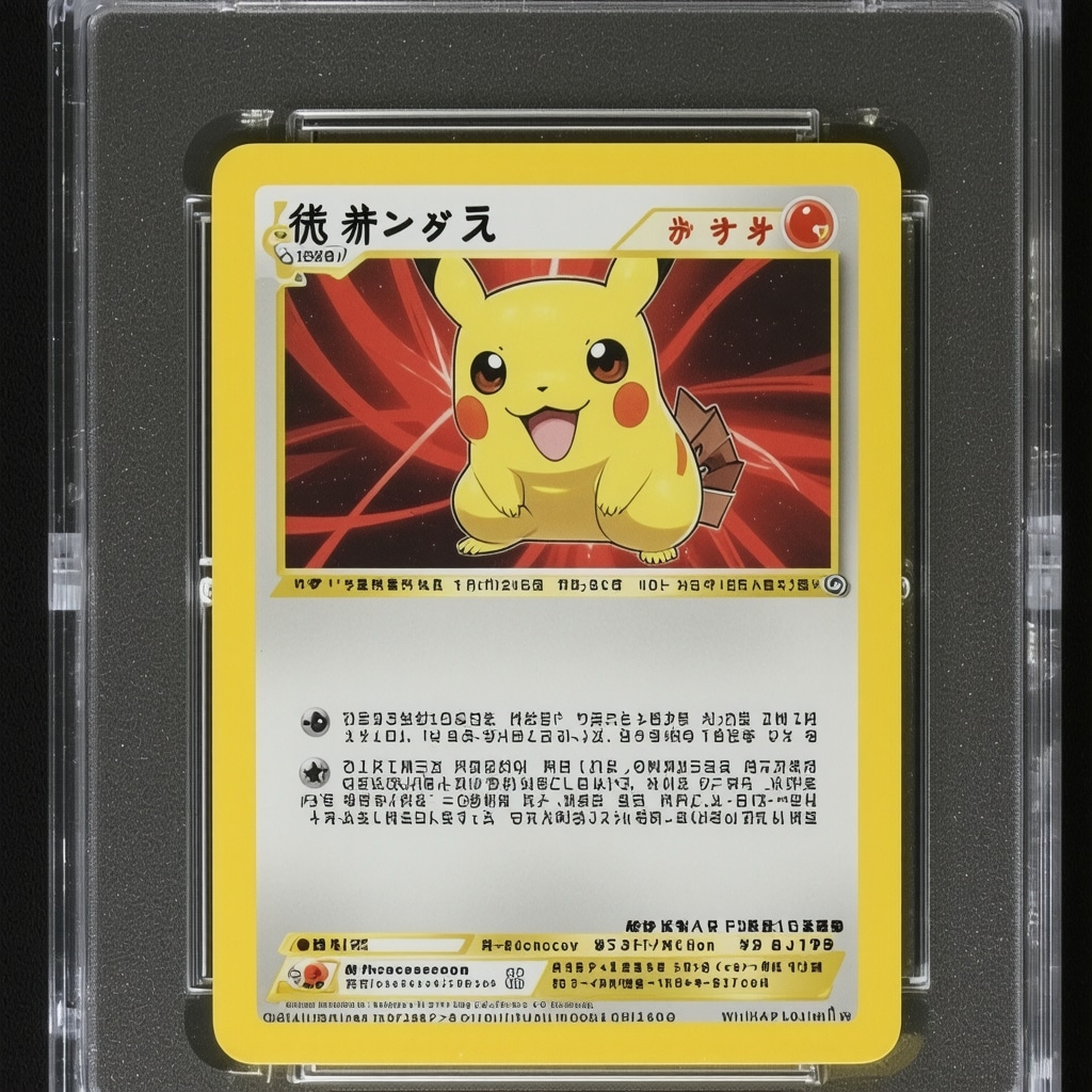 Magnified view highlighting microscopic details on a CGC 10 graded Japanese Pokémon card