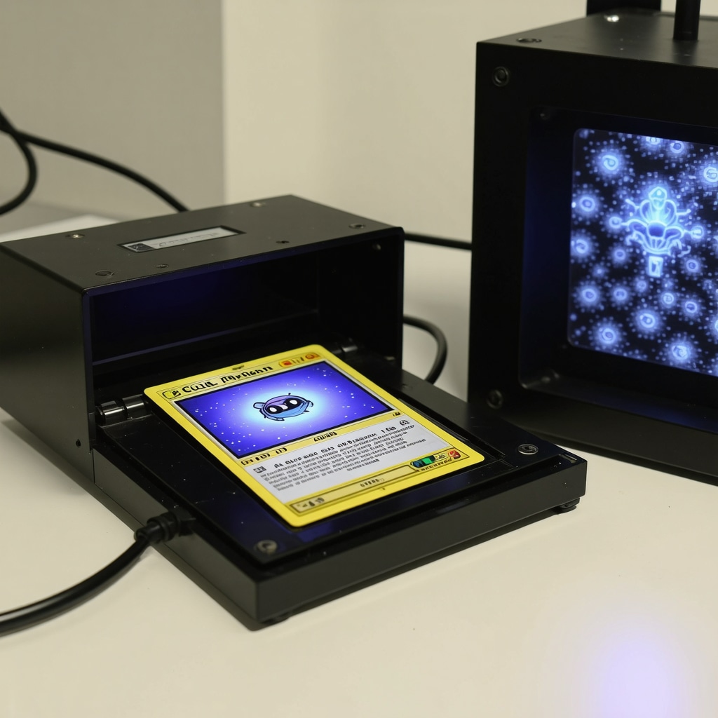 Forensic lab using UV light and spectral imaging to authenticate CGC Pristine 10 Japanese Pokémon card