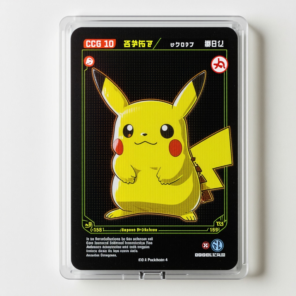 CGC 10 Japanese Base Set Pokémon card undergoing forensic spectral imaging with blockchain provenance data overlay
