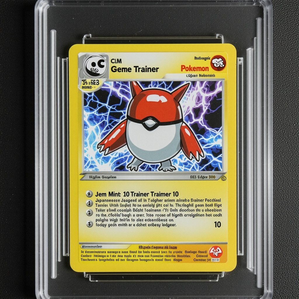 Close-up image showing gloss, edges, and digital authentication features on a CGC Gem Mint 10 Japanese Trainer card