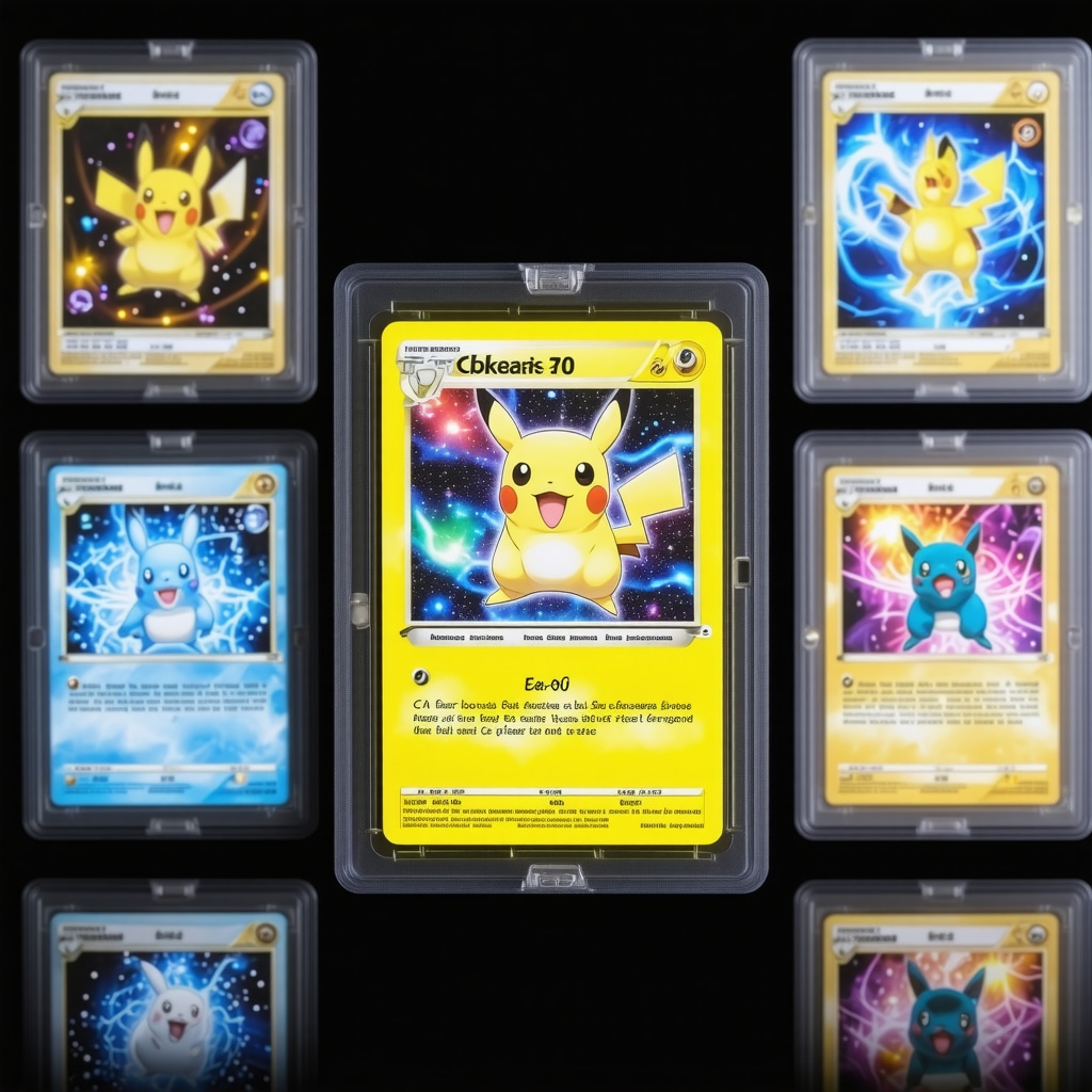 CGC 10 Japanese promo Pokémon card authentication with blockchain and AI visual data overlays
