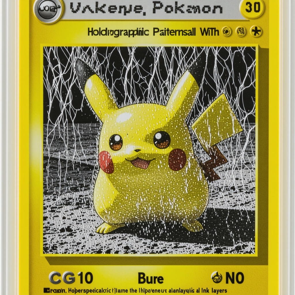 Close-up of CGC 10 Japanese promo Pokémon card displaying holographic and ink details through hyperspectral imaging