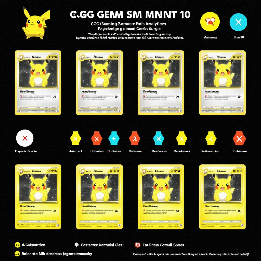 Infographic showing dynamic pricing algorithms, AI predictive analytics, and collector community engagement for selling CGC Gem Mint 10 Japanese Pokémon cards quickly