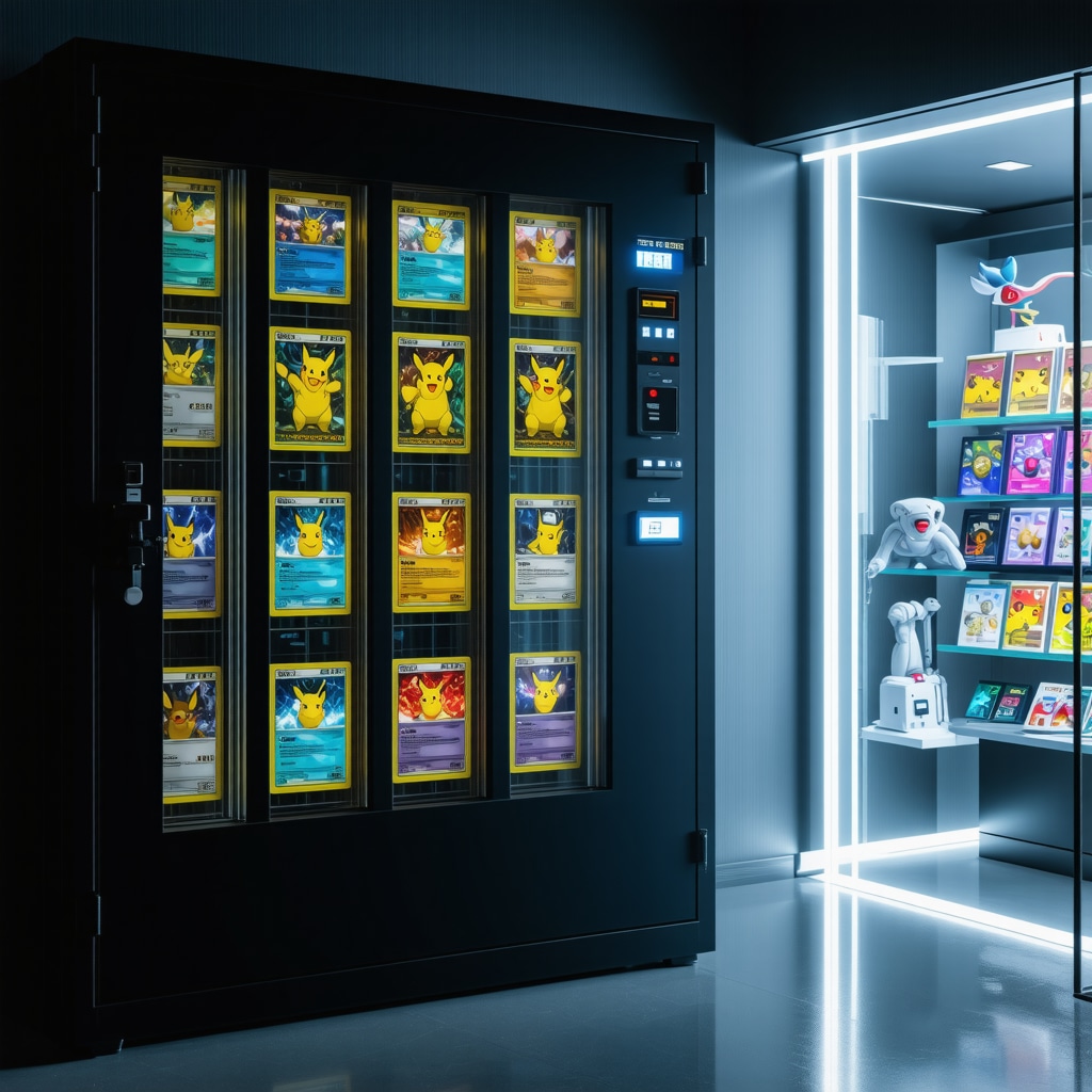 Smart storage safe with real-time environmental sensors protecting CGC Pristine 10 Japanese Pokémon cards