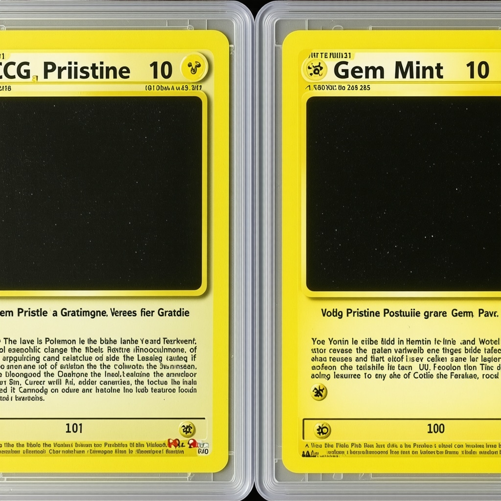 Magnified image of Japanese Pokémon cards highlighting differences between CGC Pristine 10 and Gem Mint 10 grading
